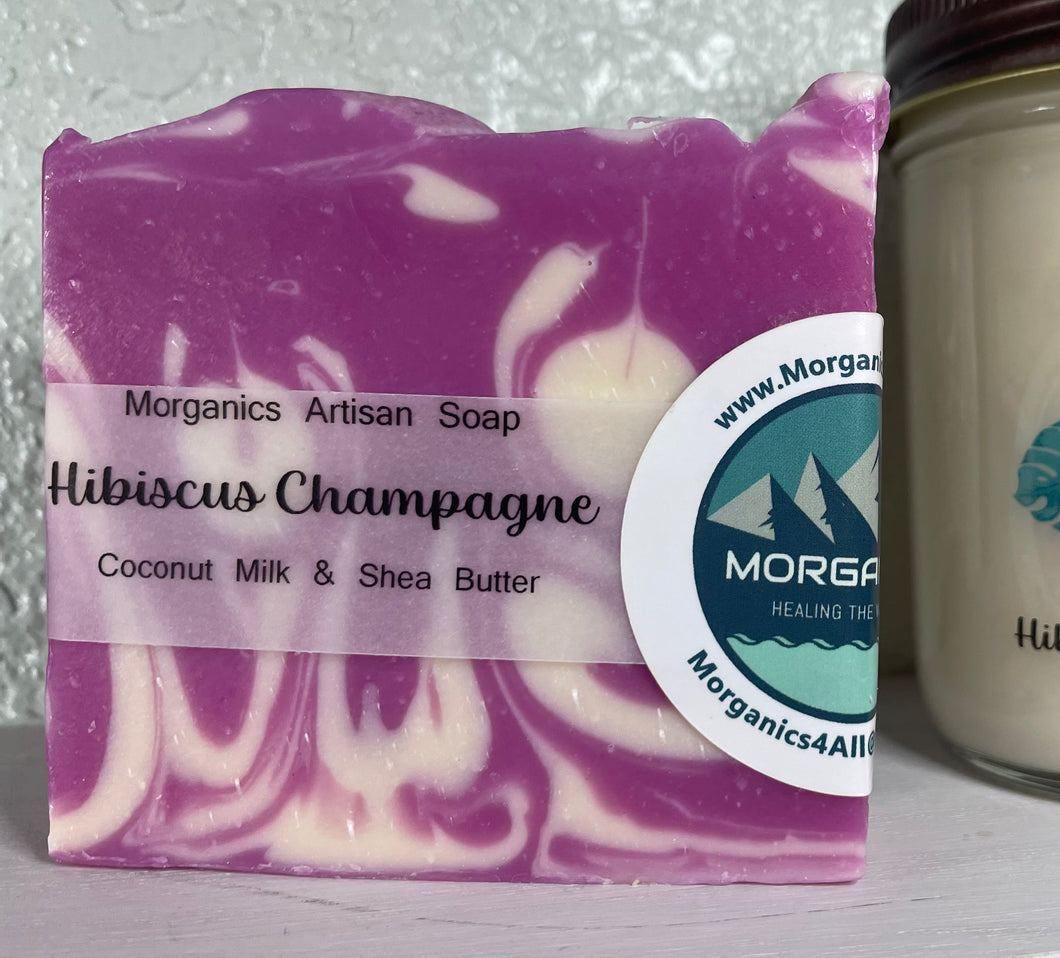 Tranquil Bath's Natural Hibiscus Champagne Artisan Soap - Coconut Milk Soap - Slice