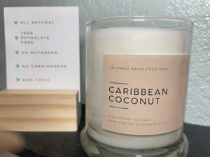 All Natural Caribbean Coconut Hand Poured Soy Candle - 12 oz