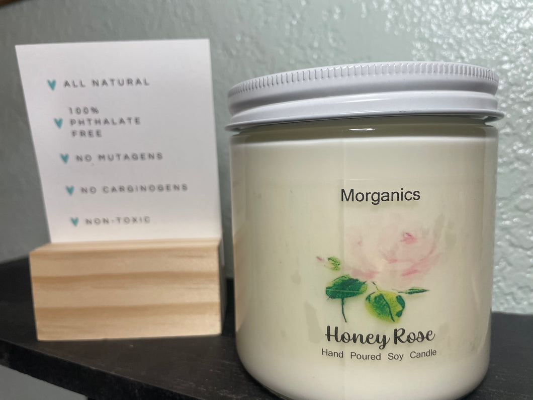 All Natural Honey Rose Hand Poured Soy Candle - 16 oz