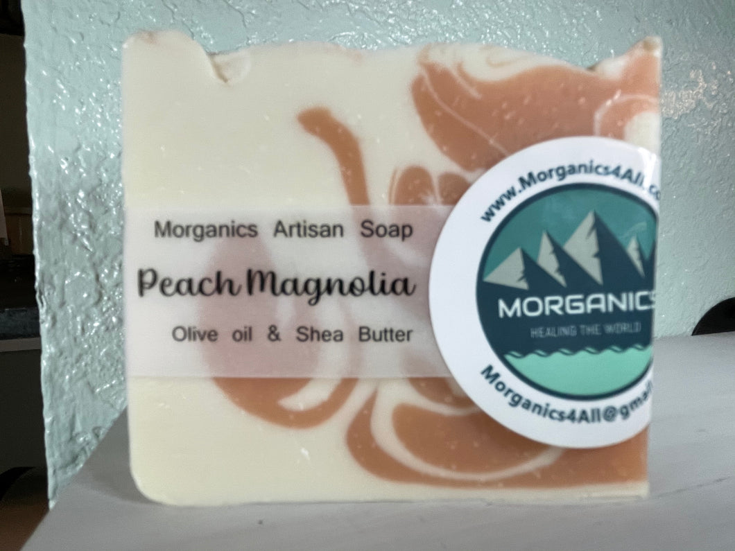 Tranquil Bath's Natural Peach Magnolia Artisan Soap - Olive Oil Soap - Slice