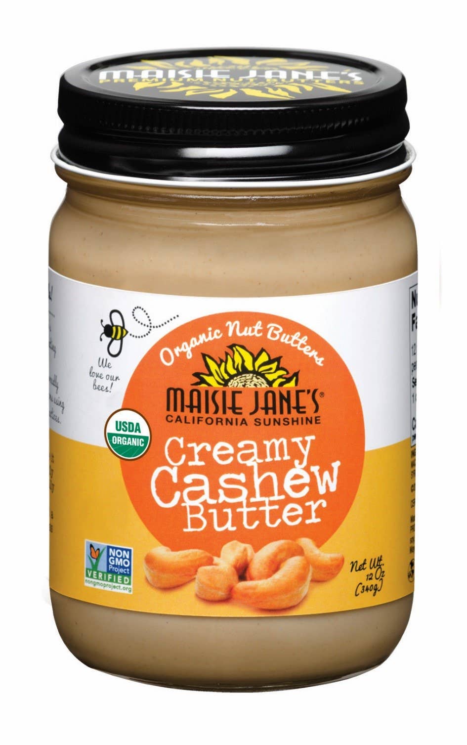 Morganics Choice Creamy Organic Cashew Butter - No Palm Oil, No added sugar - 12 oz