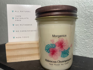 All Natural Hibiscus Champagne Hand Poured Soy Candle - 8 oz