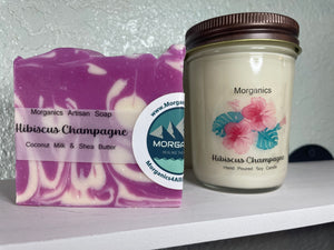 All Natural Hibiscus Champagne Hand Poured Soy Candle - 8 oz
