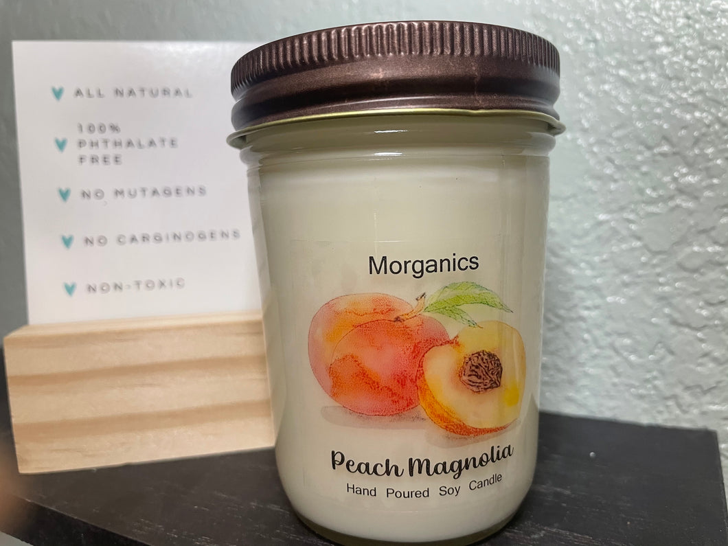 All Natural Peach Magnolia Hand Poured Soy Candle - 8 oz