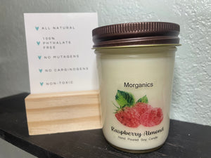 All Natural Raspberry Almond Hand Poured Soy Candle - 8 oz