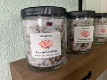 Load image into Gallery viewer, Tranquil Bath&#39;s Sea Salt Lavender Rose Natural Bath Soak in Glass Jar - 8 oz
