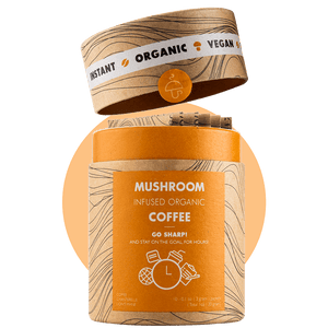 Morganics Go-Sharp Instant Organic Coffee with Lion's Mane & Chanterelle Mushrooms - 10 serving Tube