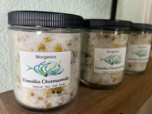 Load image into Gallery viewer, Tranquil Bath&#39;s Sea Salt Vanilla Chamomile Natural Bath Soak in glass jar - 8 oz

