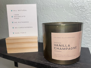 All Natural Vanilla Champagne Hand Poured Soy Candle - 12 oz