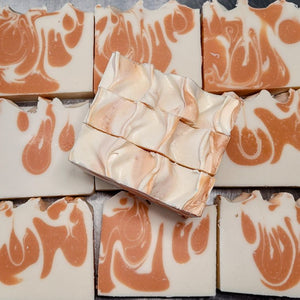 Tranquil Bath's Natural Peach Magnolia Artisan Soap - Olive Oil Soap - Slice