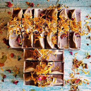 Tranquil Bath's Organic & Vegan Lime Basil Lavender Artisan Soap - Slice