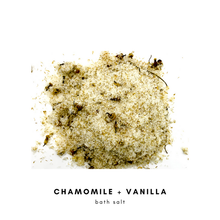 Load image into Gallery viewer, Tranquil Bath&#39;s Sea Salt Vanilla Chamomile Natural Bath Soak in glass jar - 8 oz
