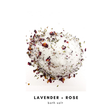 Load image into Gallery viewer, Tranquil Bath&#39;s Sea Salt Lavender Rose Natural Bath Soak in Glass Jar - 8 oz
