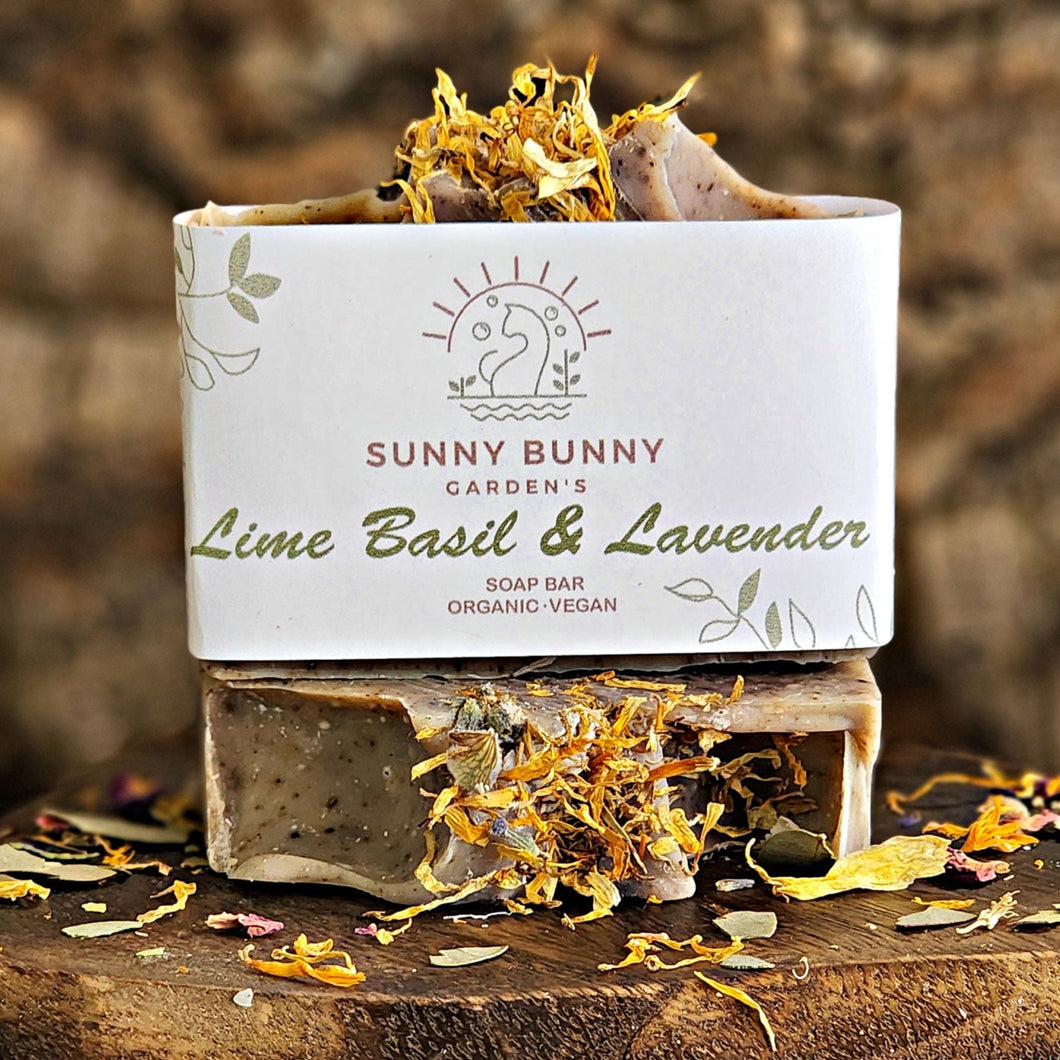 Tranquil Bath's Organic & Vegan Lime Basil Lavender Artisan Soap - Slice